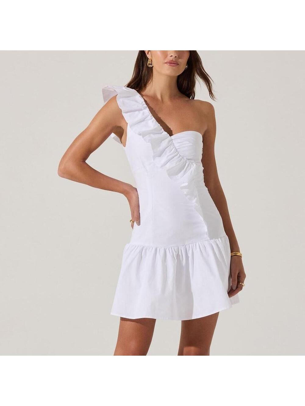 NEW One Shoulder Ruffle Mini Dress - Picture 7 of 8